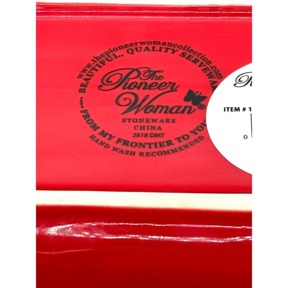 Pioneer Woman Holiday Cheer Red Gold Poinsettias Stoneware Covered Butter Dish - Picture 8 of 16